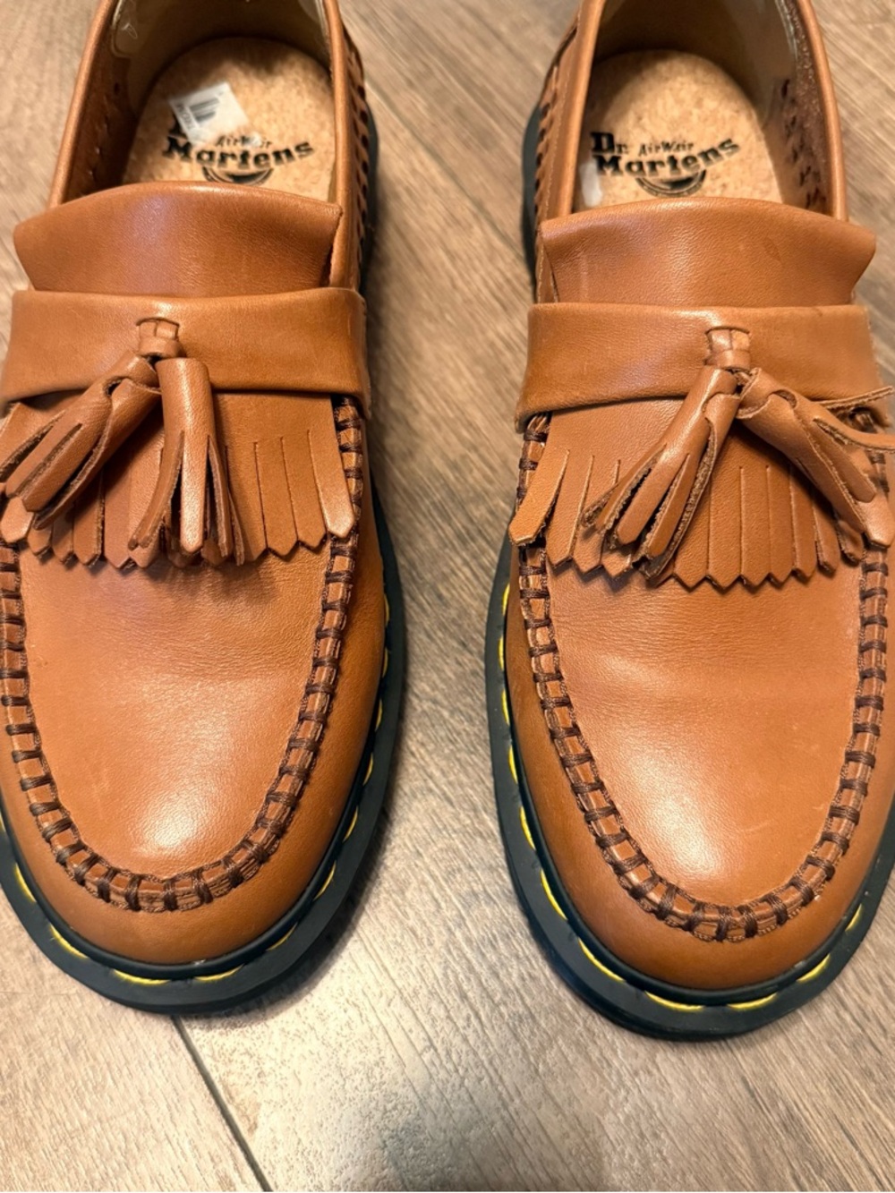 Unisex Dr. Martens ‘Adrian’ Woven Tassel Loafers in Cognac Brown - Picture 11 of 11